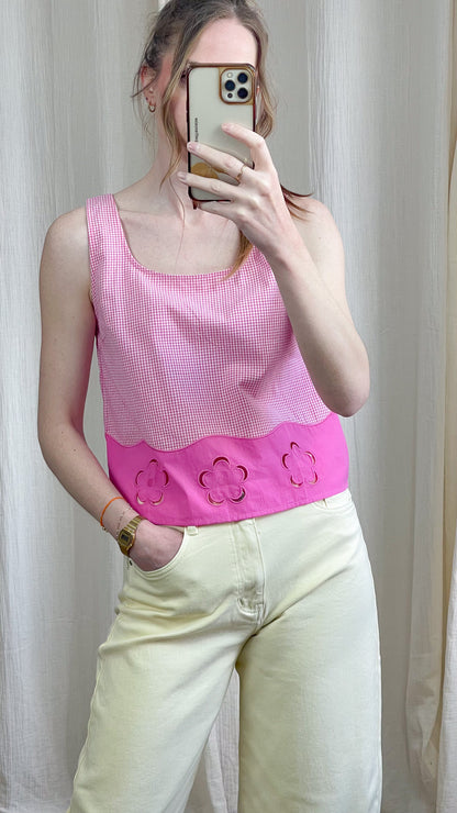 Top Alicette – Top vichy à fleurs brodées