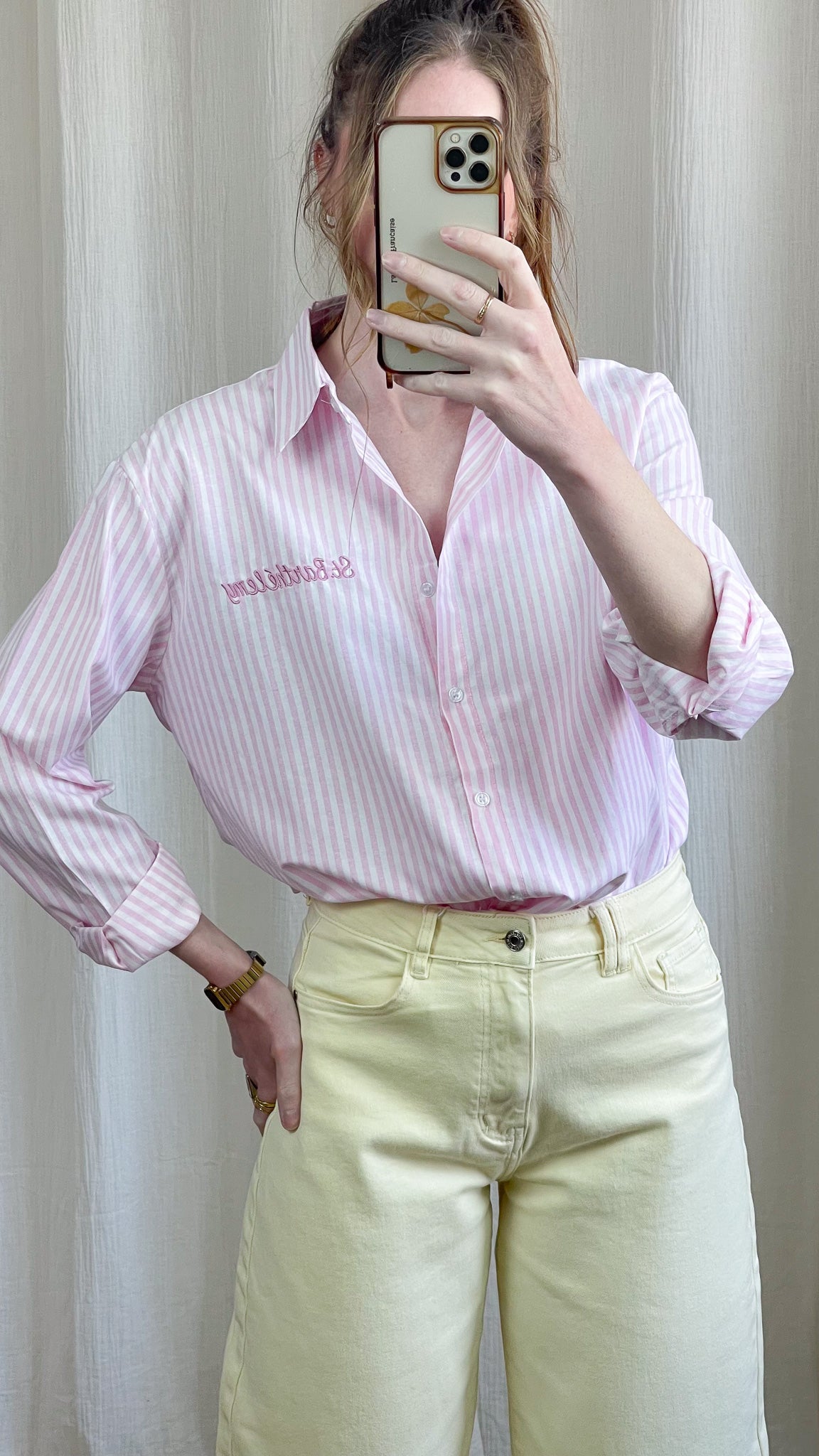 Chemise St Barthélemy – Chemise rayée oversize femme avec broderie
