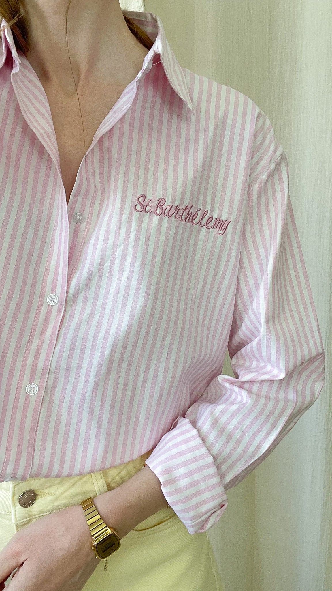 Chemise St Barthélemy – Chemise rayée oversize femme avec broderie
