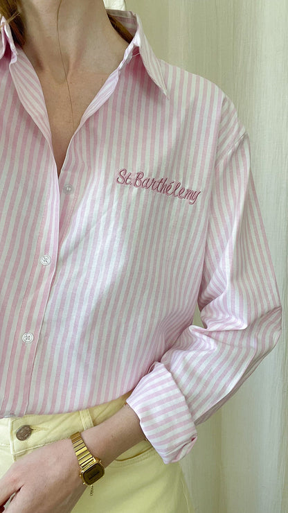 Chemise St Barthélemy – Chemise rayée oversize femme avec broderie