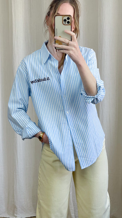 Chemise St Barthélemy – Chemise rayée oversize femme avec broderie