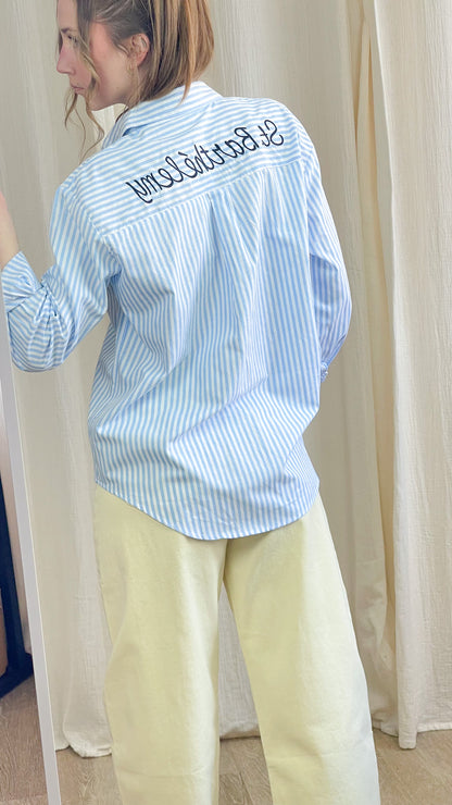 Chemise St Barthélemy – Chemise rayée oversize femme avec broderie