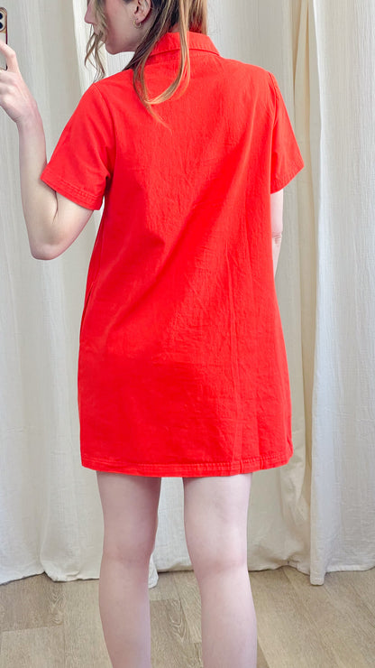 Robe Victoire - Robe droite col polo en coton orange