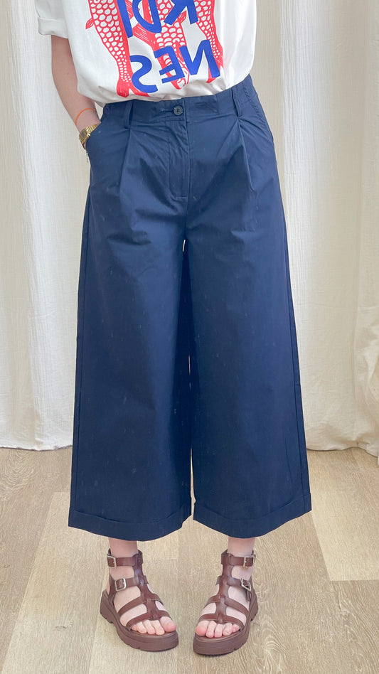 Pantalon Adeline – Pantalon large femme 100% coton taille haute