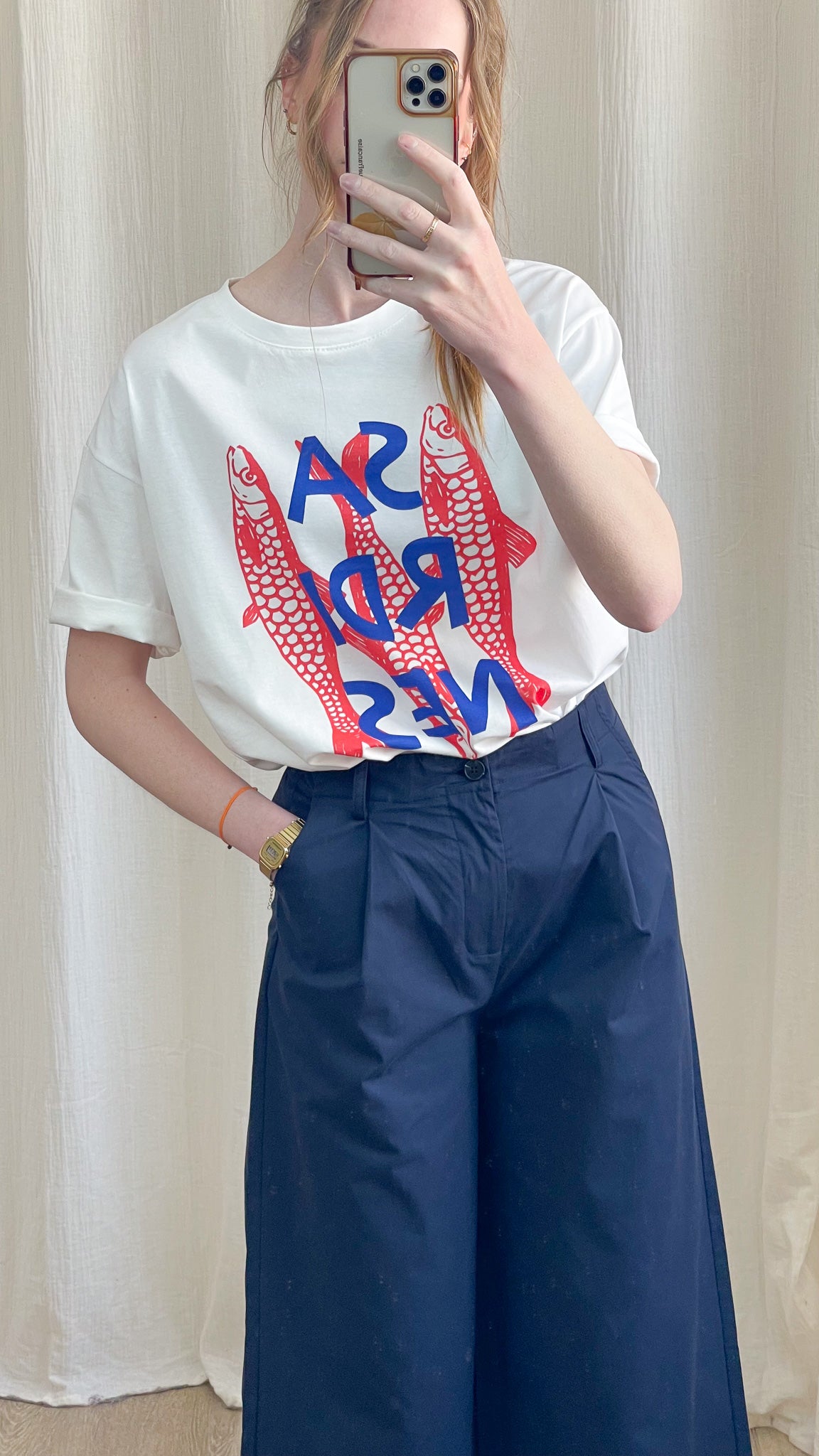 T-shirt Sardines – T-shirt imprimé graphique femme 100% coton