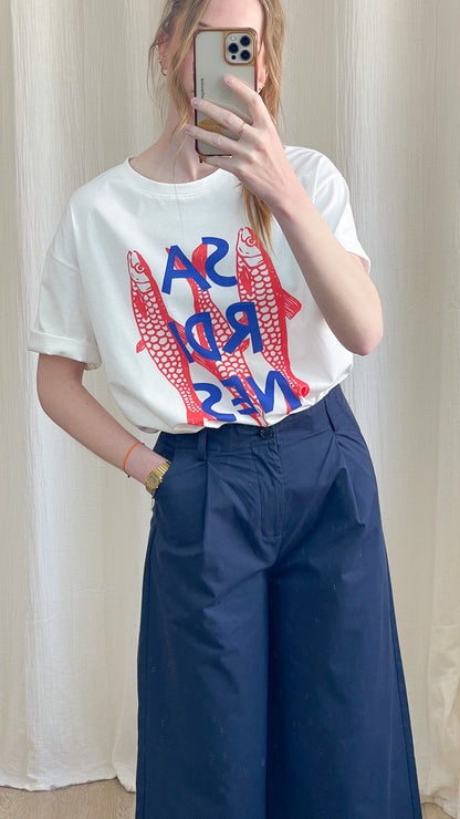 T-shirt Sardines – T-shirt imprimé graphique femme 100% coton