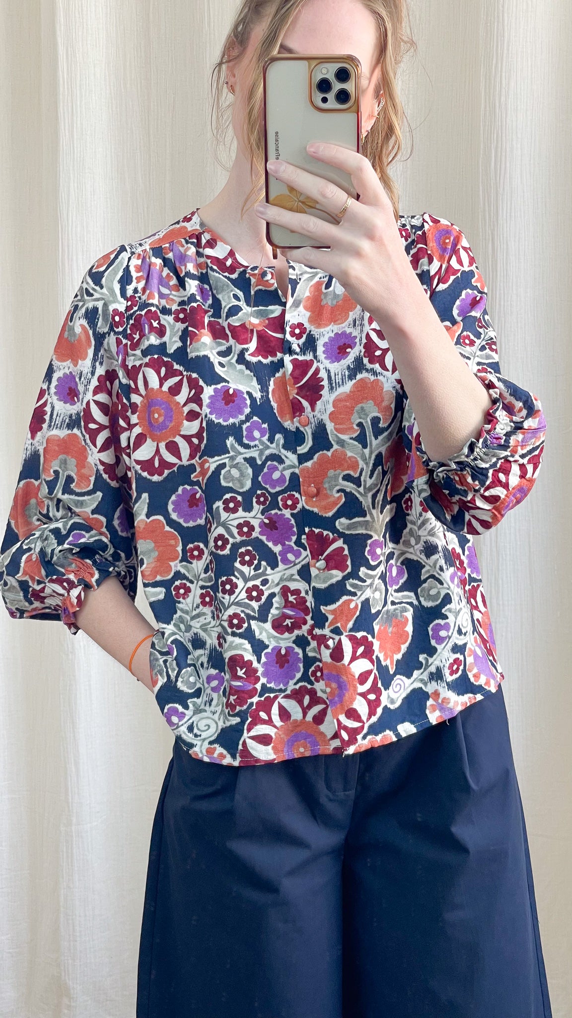 Blouse Jade – Blouse femme imprimée fluide manches 3/4