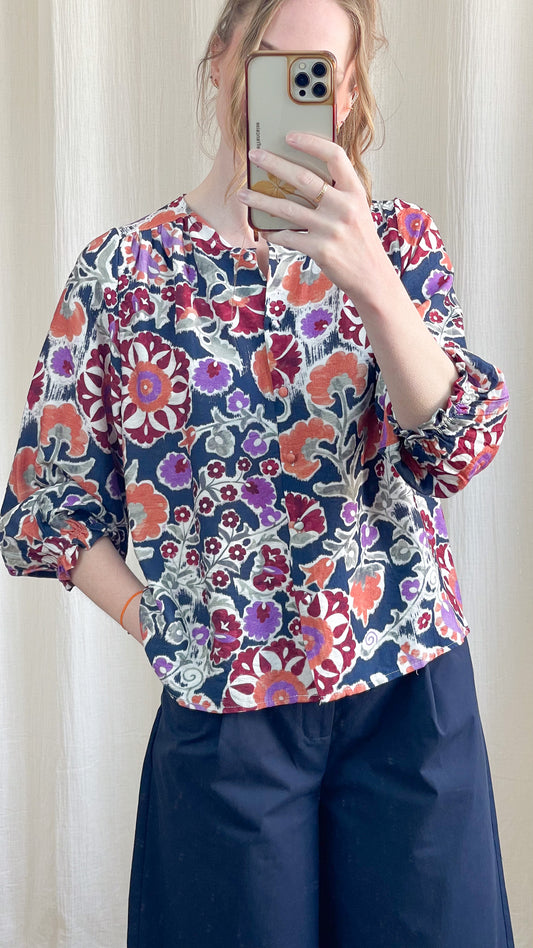Blouse Jade – Blouse femme imprimée fluide manches 3/4