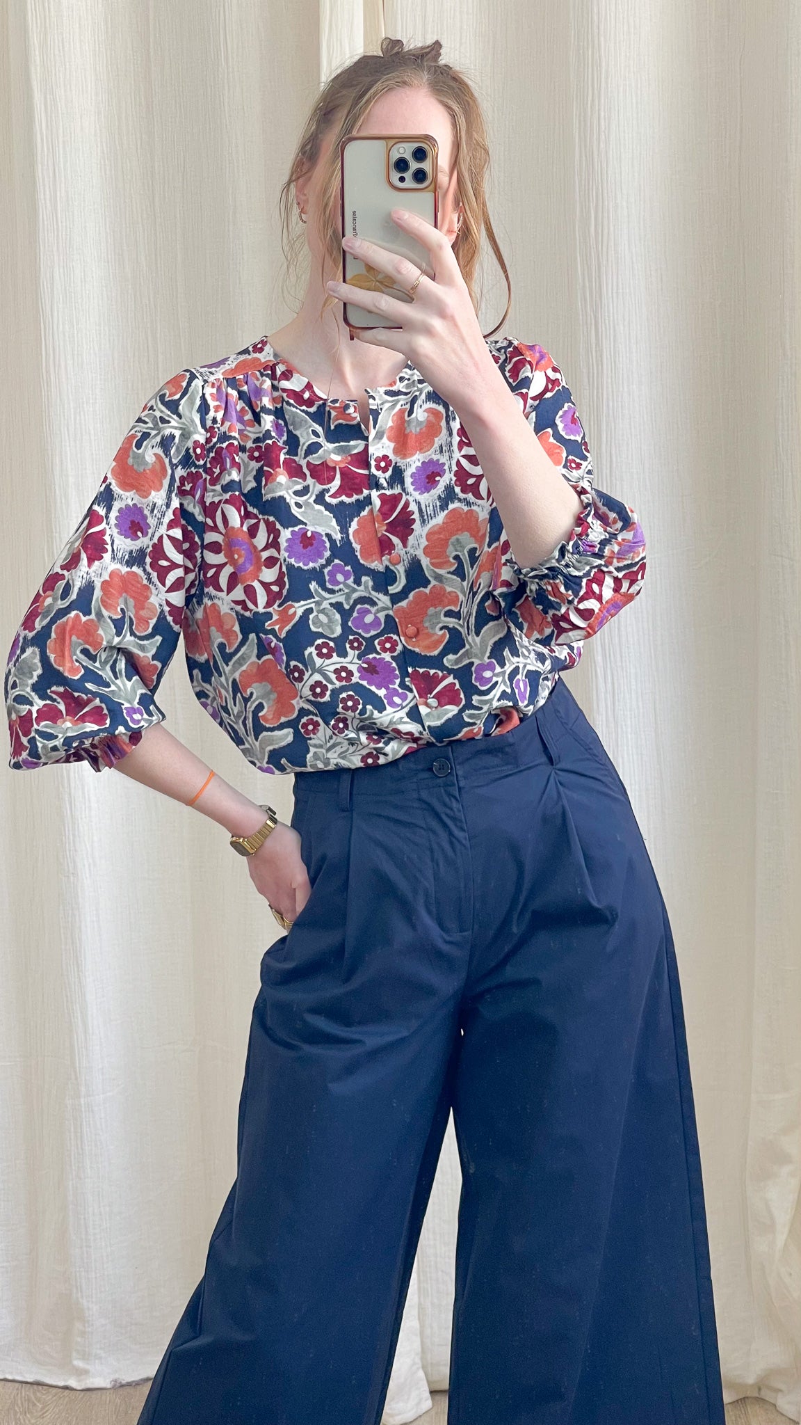 Blouse Jade – Blouse femme imprimée fluide manches 3/4