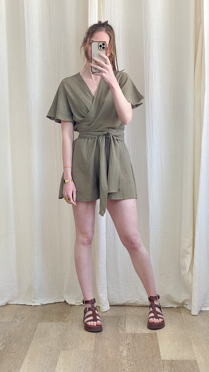 Combi-short Magali – Combinaison short en gaze de coton