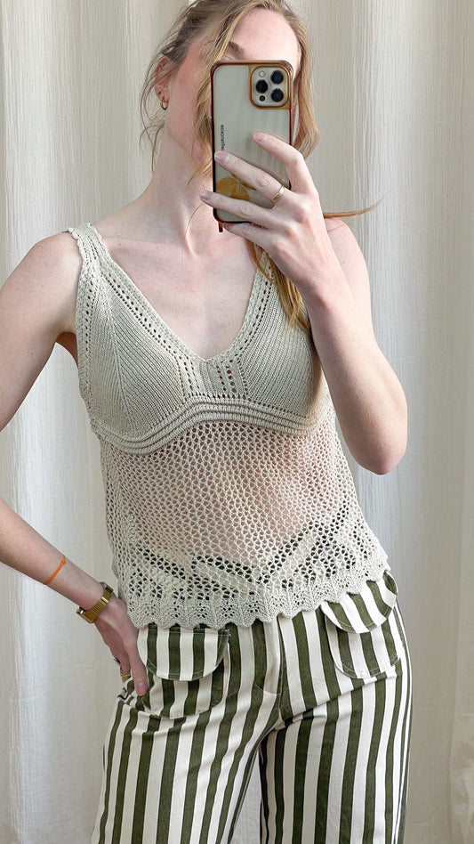 Top Natie – Top crochet écru à bretelles