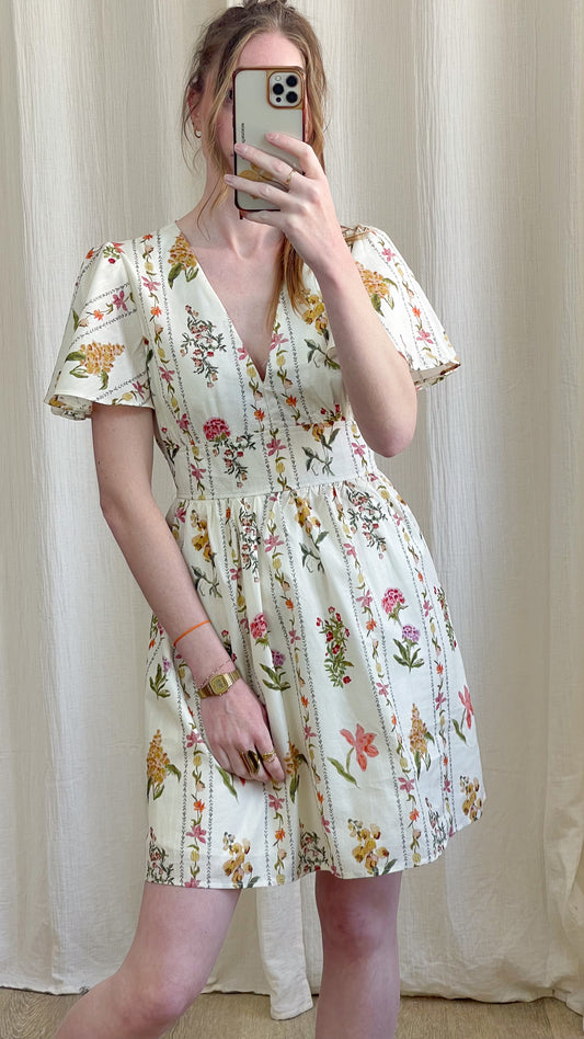 Robe Charlie – Robe courte fluide imprimé floral manches volantées