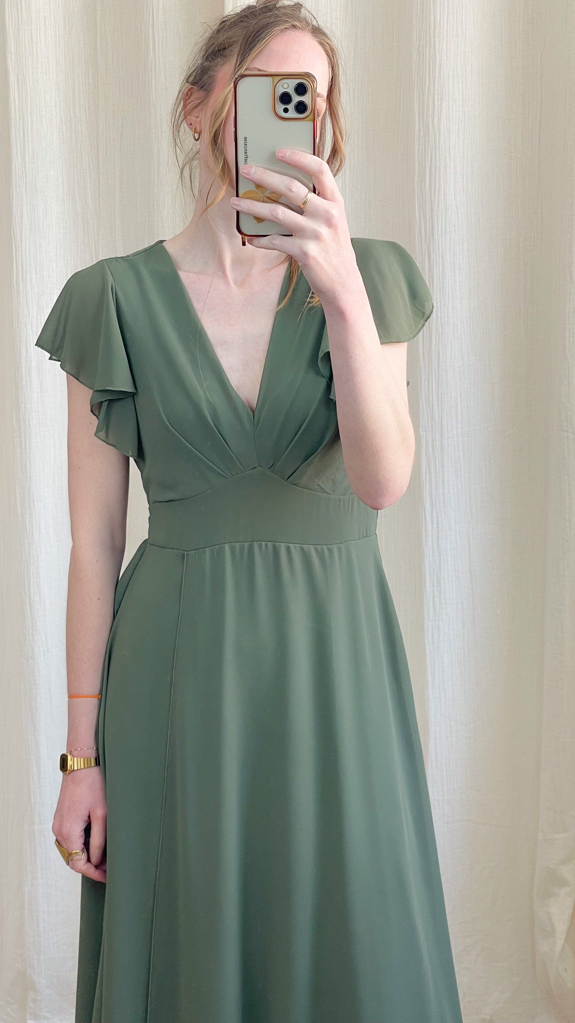 Robe Manon – Robe longue fluide décolleté cache-cœur manches volantées