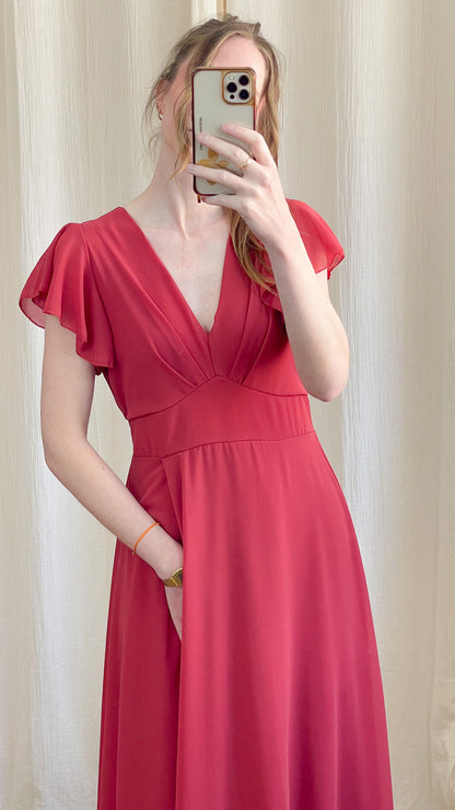 Robe Manon – Robe longue fluide décolleté cache-cœur manches volantées