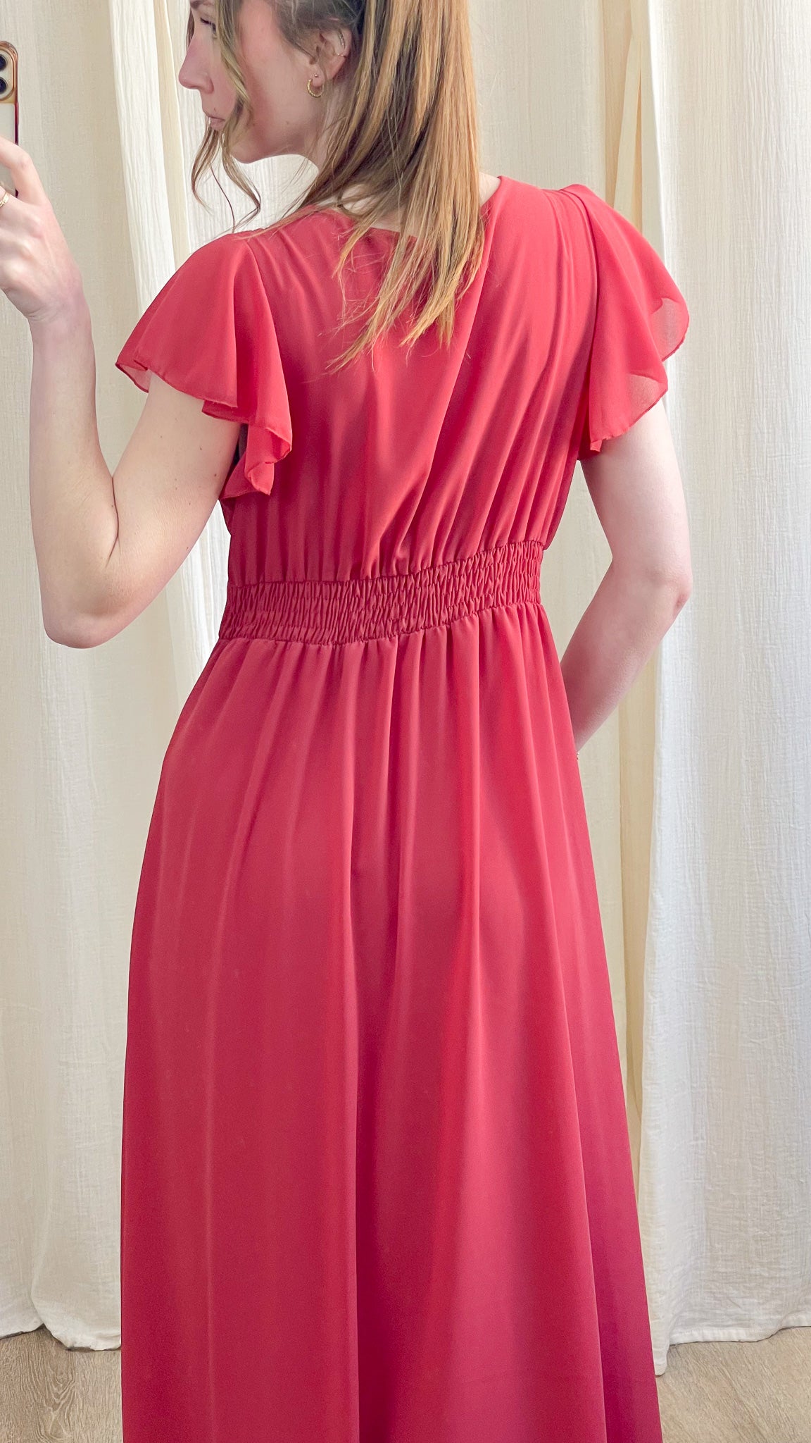 Robe Manon – Robe longue fluide décolleté cache-cœur manches volantées