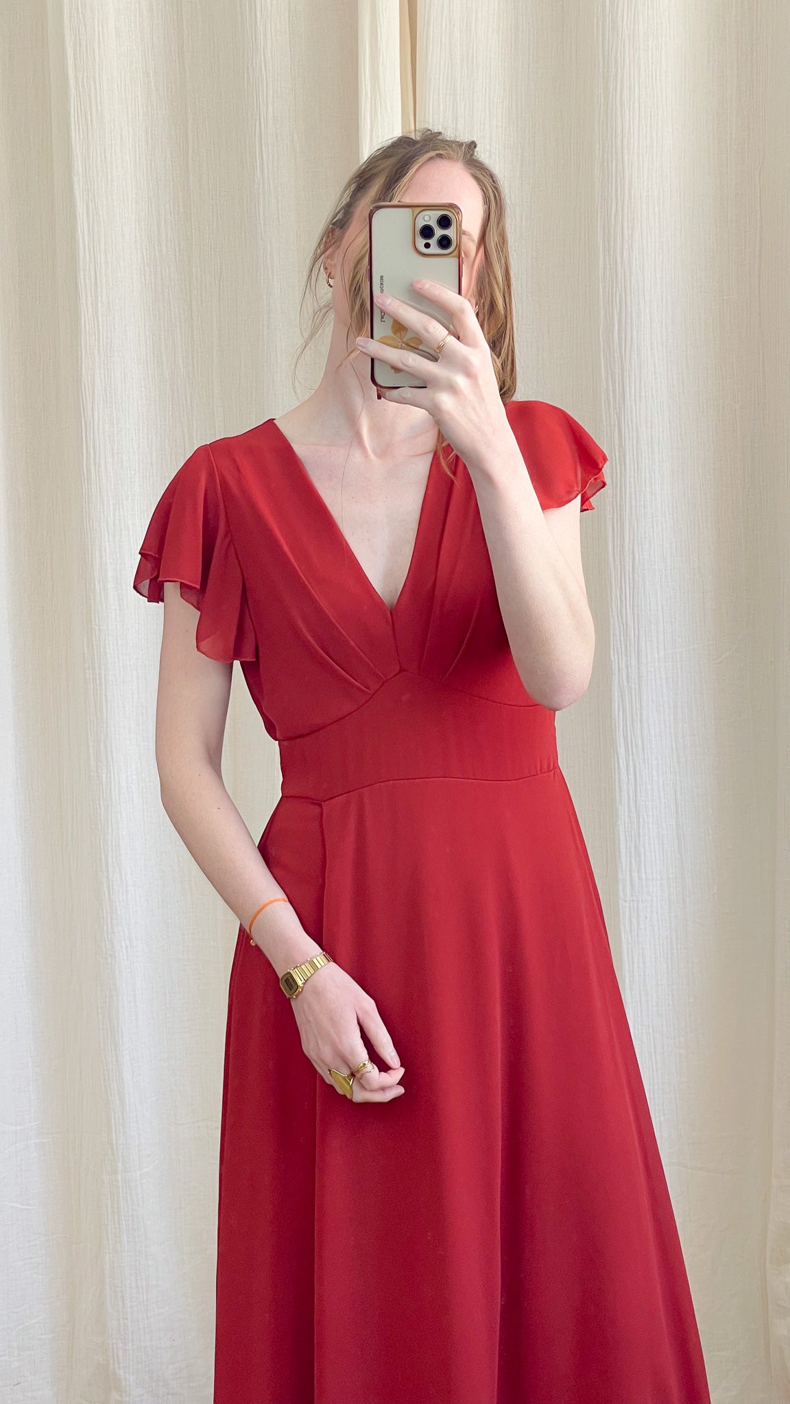 Robe Manon – Robe longue fluide décolleté cache-cœur manches volantées