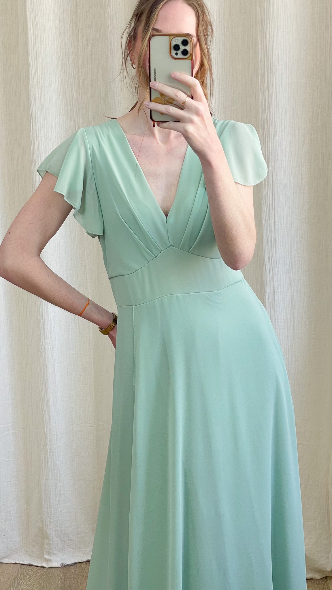 Robe Manon – Robe longue fluide décolleté cache-cœur manches volantées