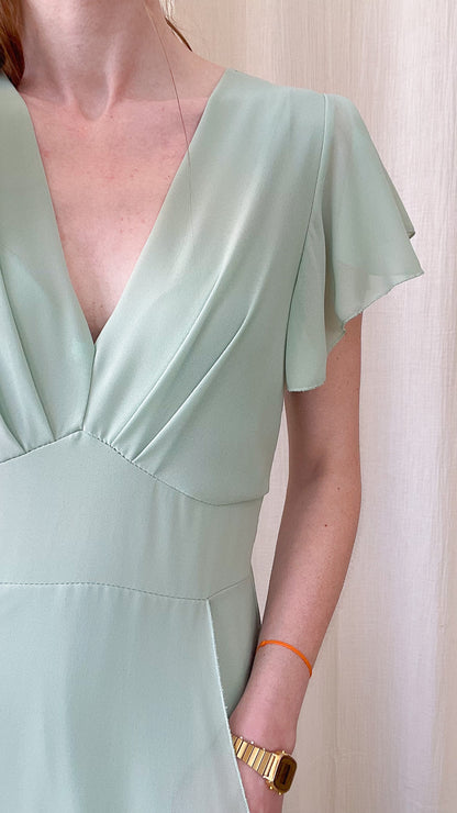 Robe Manon – Robe longue fluide décolleté cache-cœur manches volantées