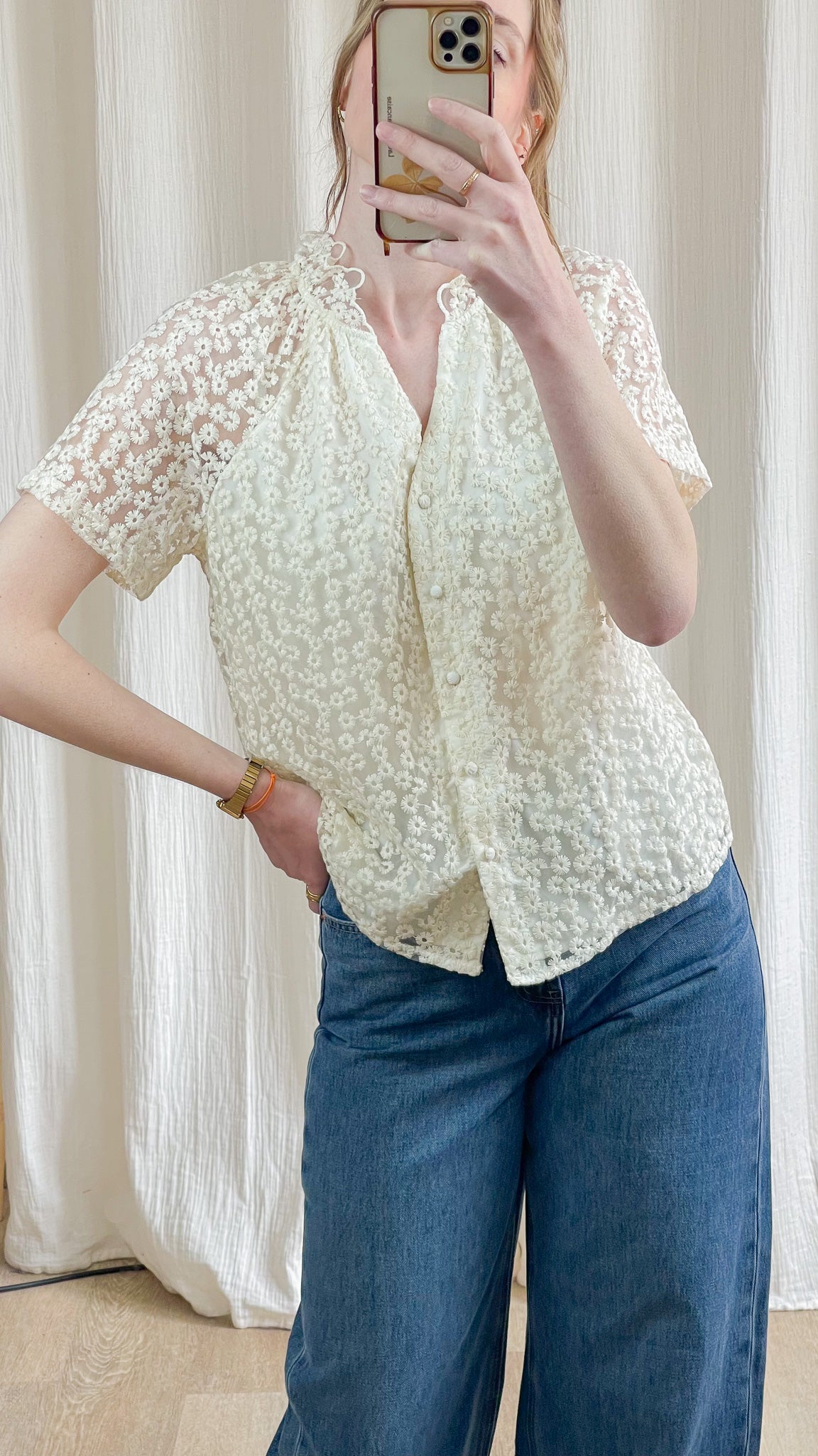 Blouse Christine – Blouse broderie fleurie col volant