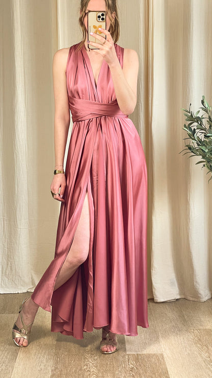 Robe Mia - Robe longue satinée multipositions