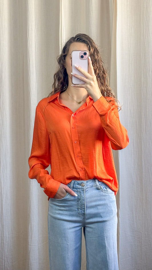 Chemise Thaïs - Chemise orange satinée fluide