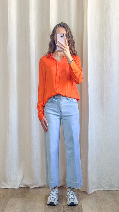 Chemise Thaïs - Chemise orange satinée fluide