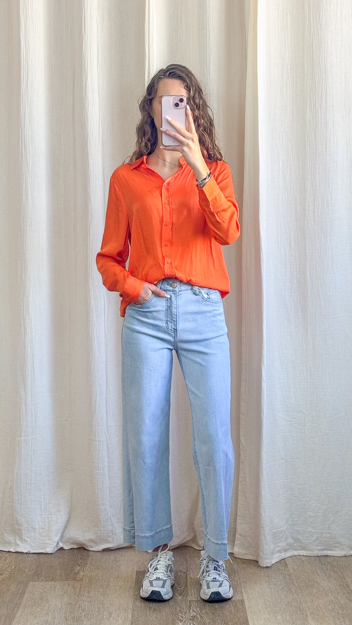 Chemise Thaïs - Chemise orange satinée fluide