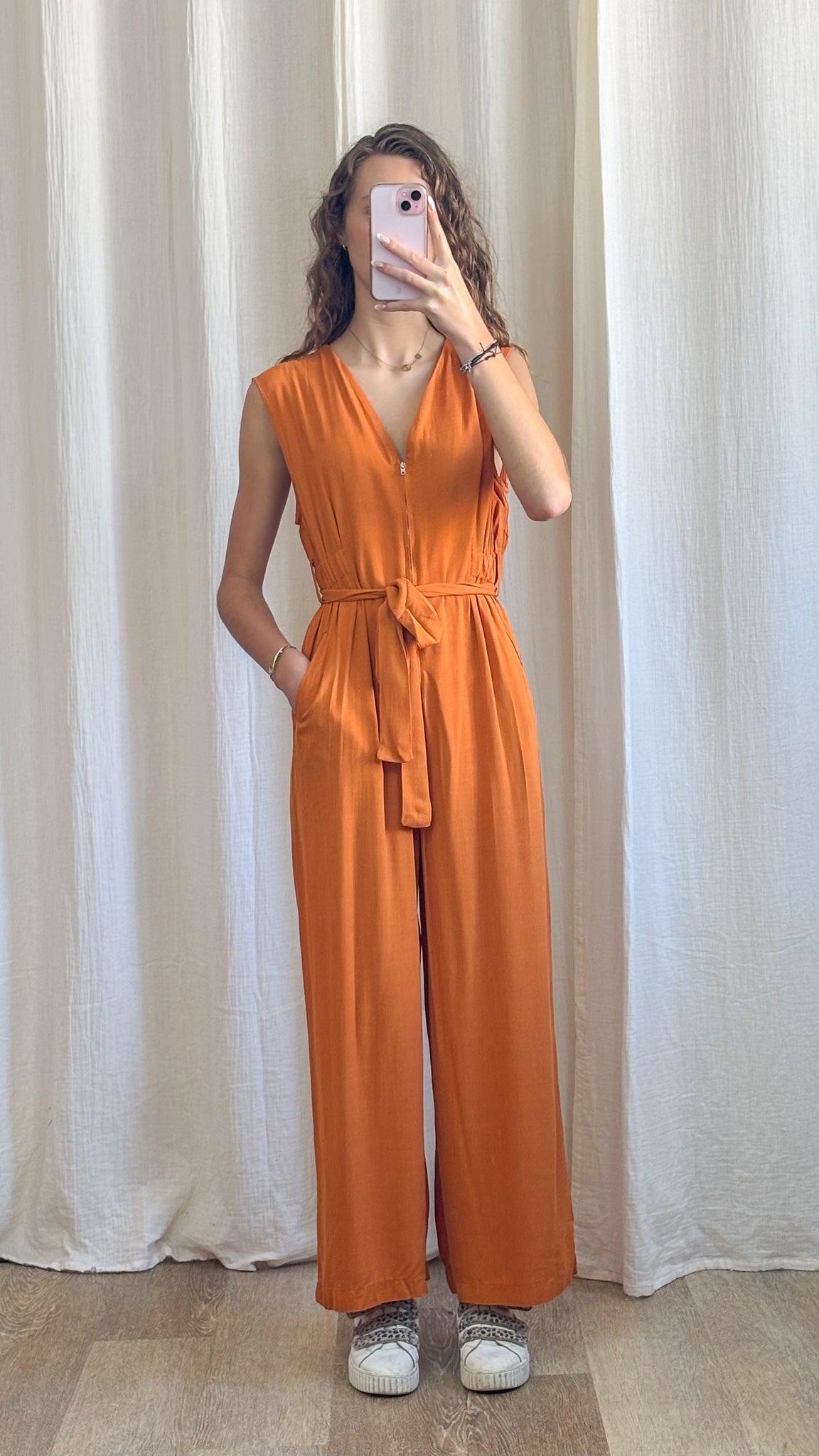 Combinaison Livia - Combinaison pantalon fluide orange ceinturée
