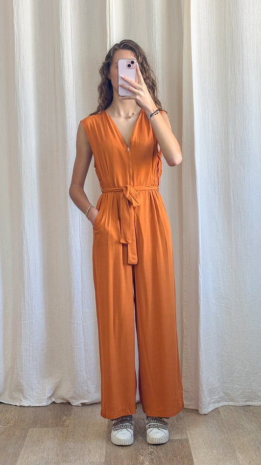 Combinaison Livia - Combinaison pantalon fluide orange ceinturée