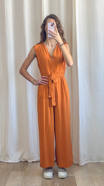 Combinaison Livia - Combinaison pantalon fluide orange ceinturée