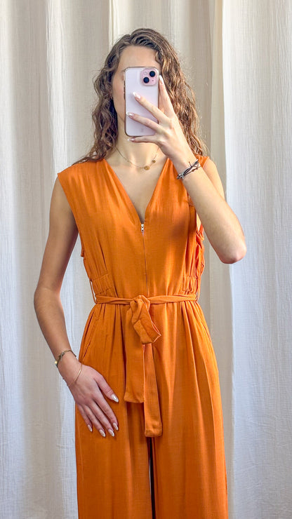 Combinaison Livia - Combinaison pantalon fluide orange ceinturée