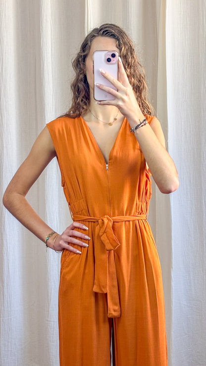 Combinaison Livia - Combinaison pantalon fluide orange ceinturée