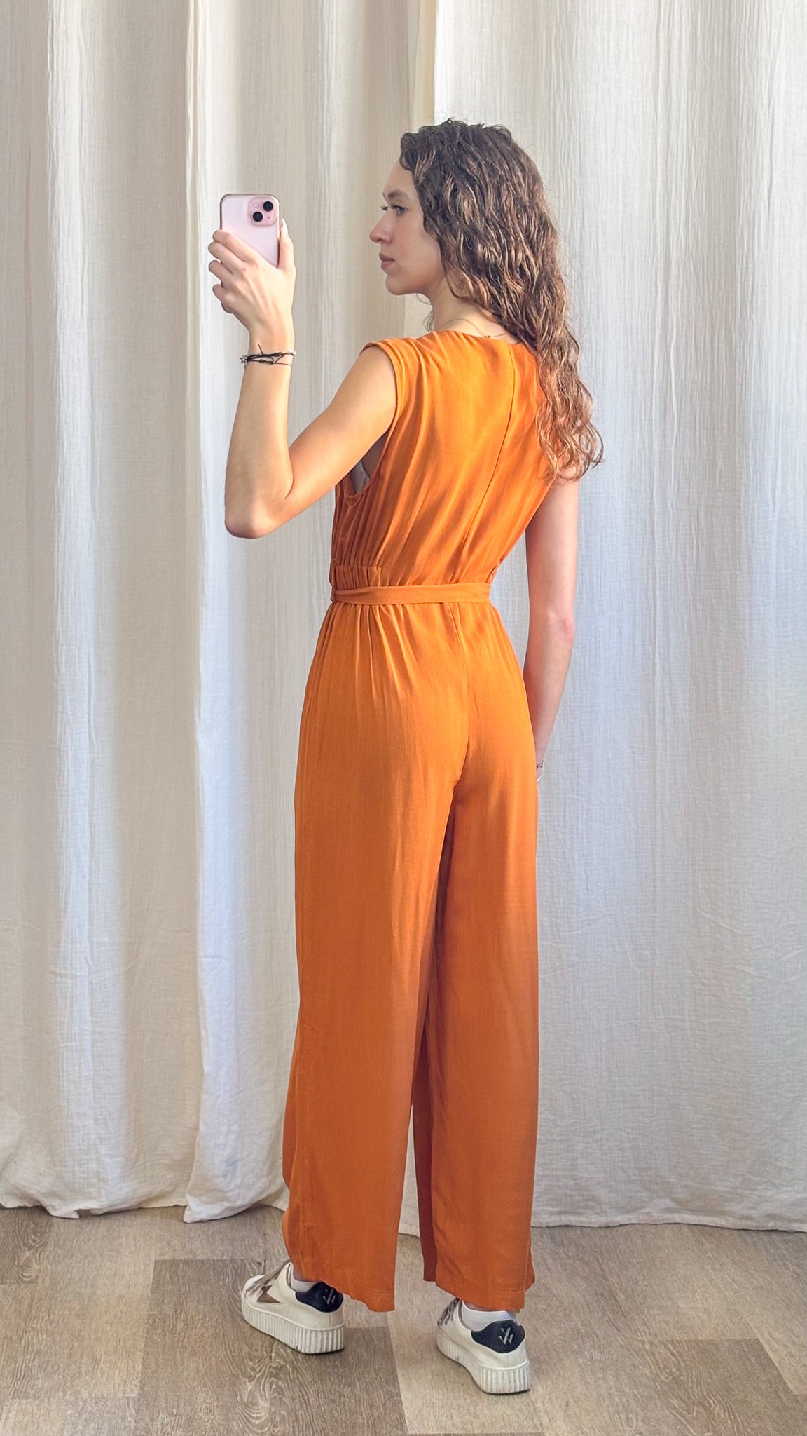 Combinaison Livia - Combinaison pantalon fluide orange ceinturée