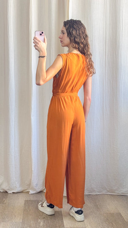 Combinaison Livia - Combinaison pantalon fluide orange ceinturée