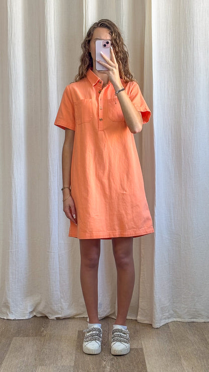 Robe Victoire - Robe droite col polo en coton orange