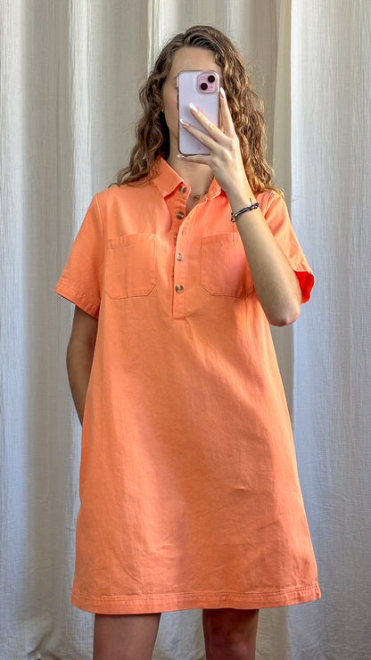 Robe Victoire - Robe droite col polo en coton orange
