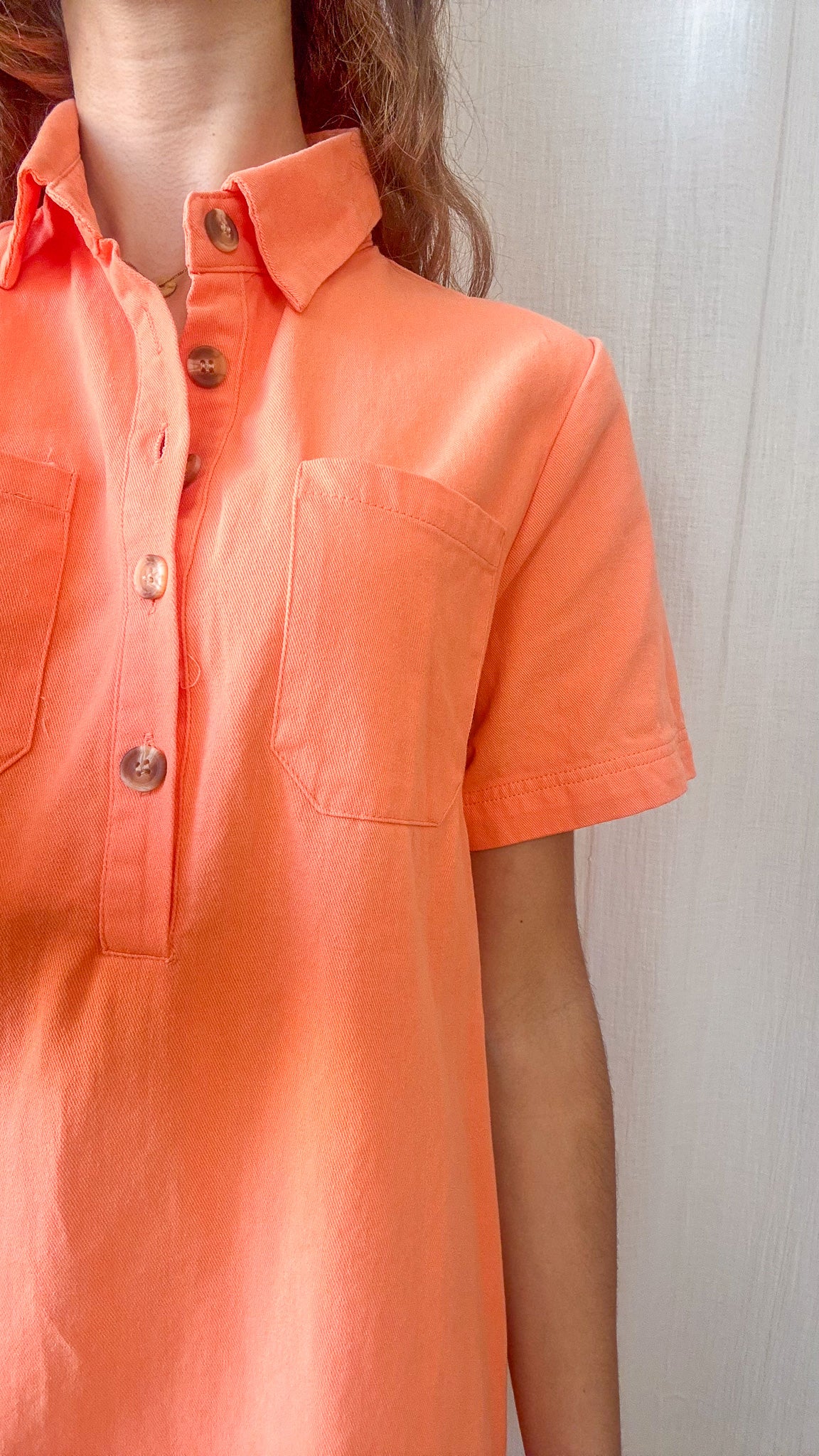 Robe Victoire - Robe droite col polo en coton orange