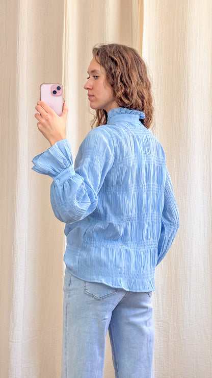 Blouse Maria - Blouse col lavallière effet gaufré