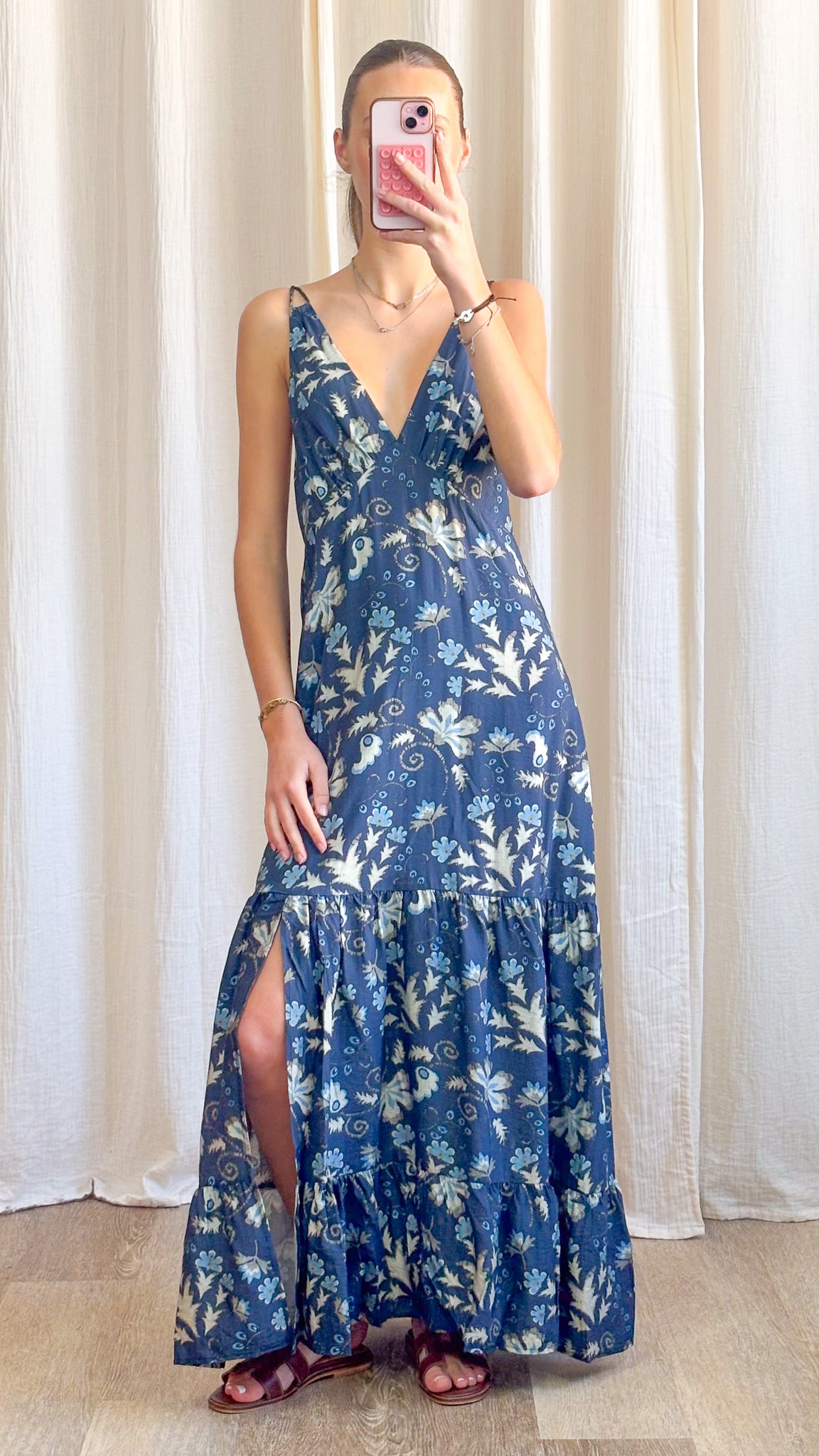 Robe Maddy - Robe longue fluide imprimé bohème à bretelles fines