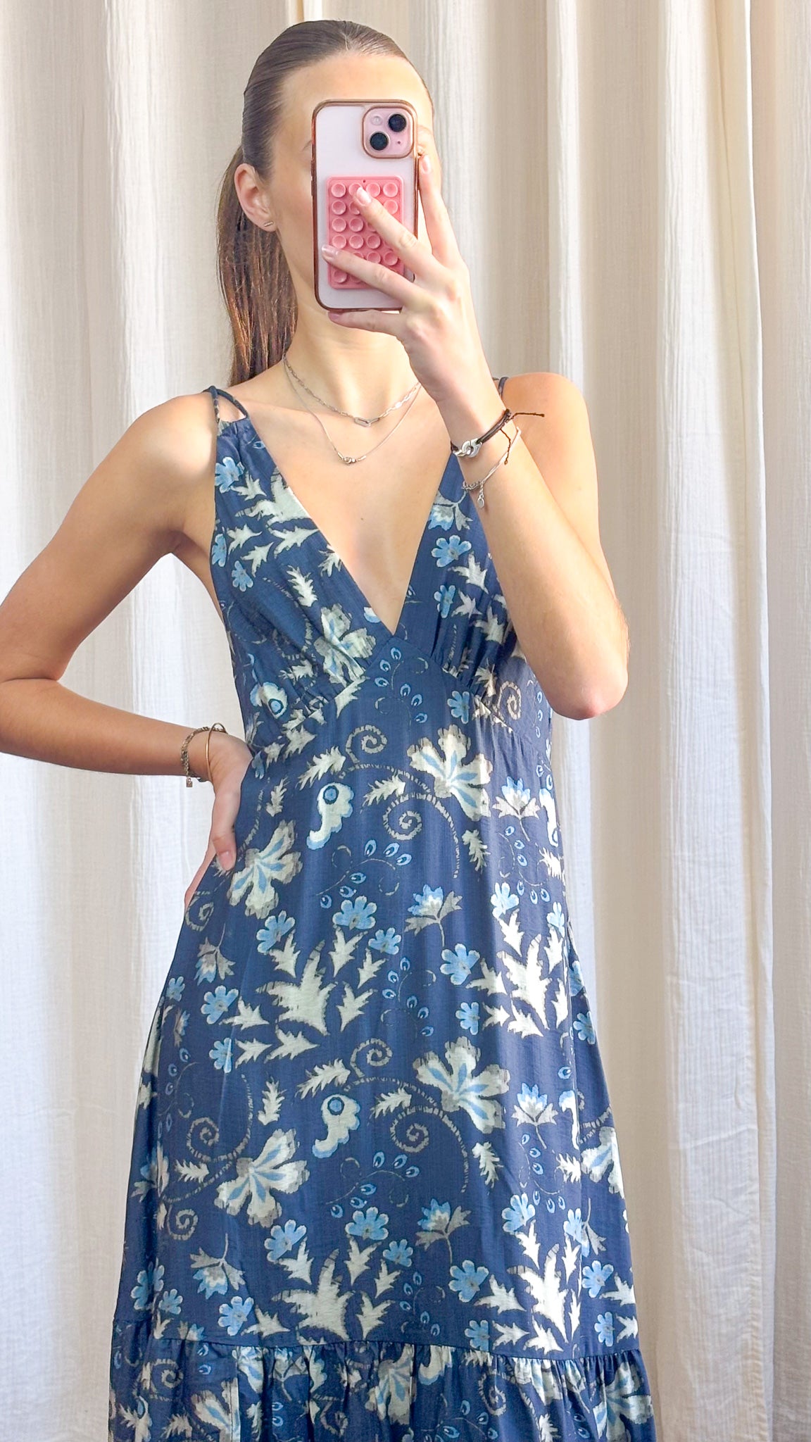 Robe Maddy - Robe longue fluide imprimé bohème à bretelles fines