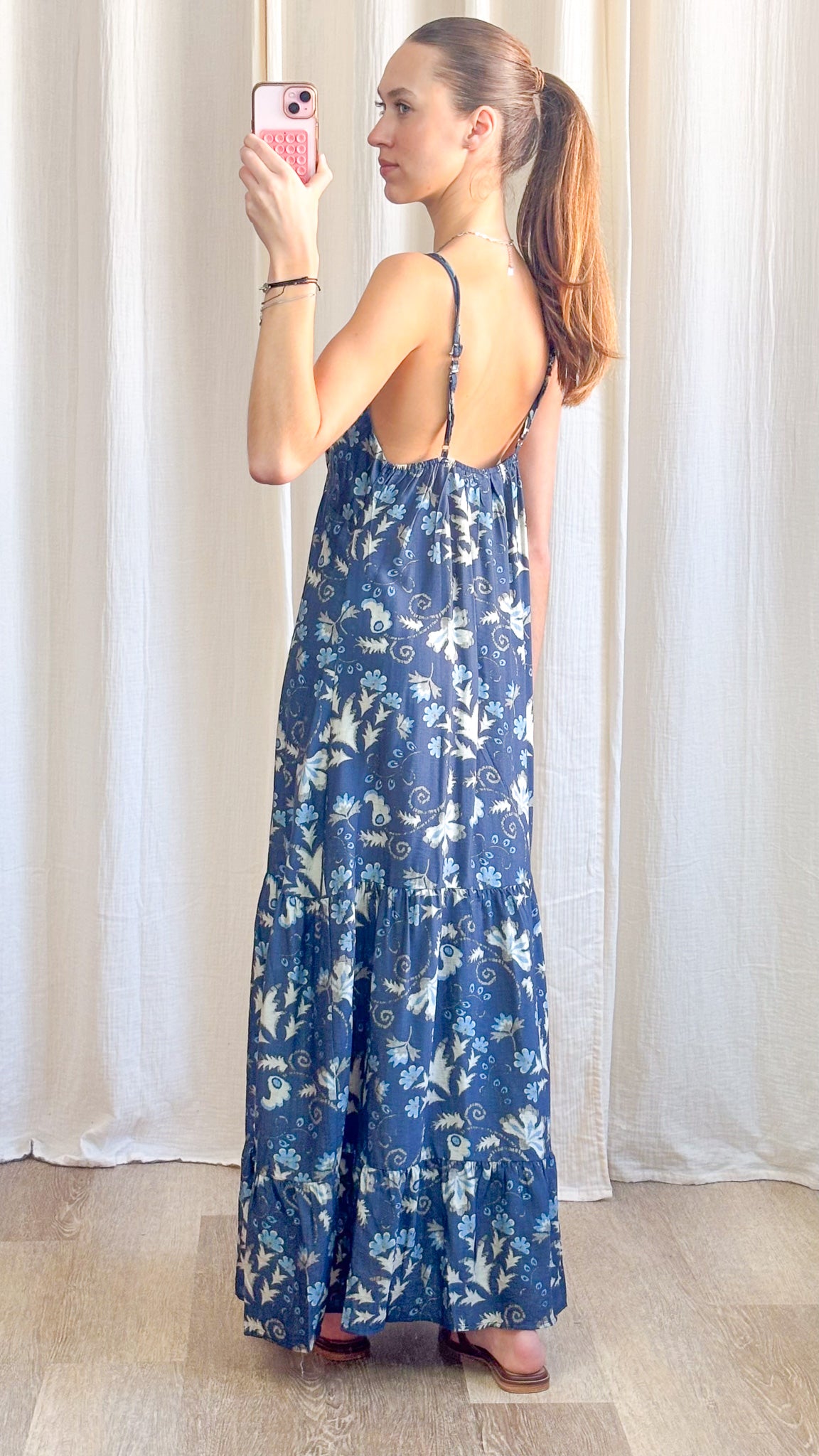 Robe Maddy - Robe longue fluide imprimé bohème à bretelles fines
