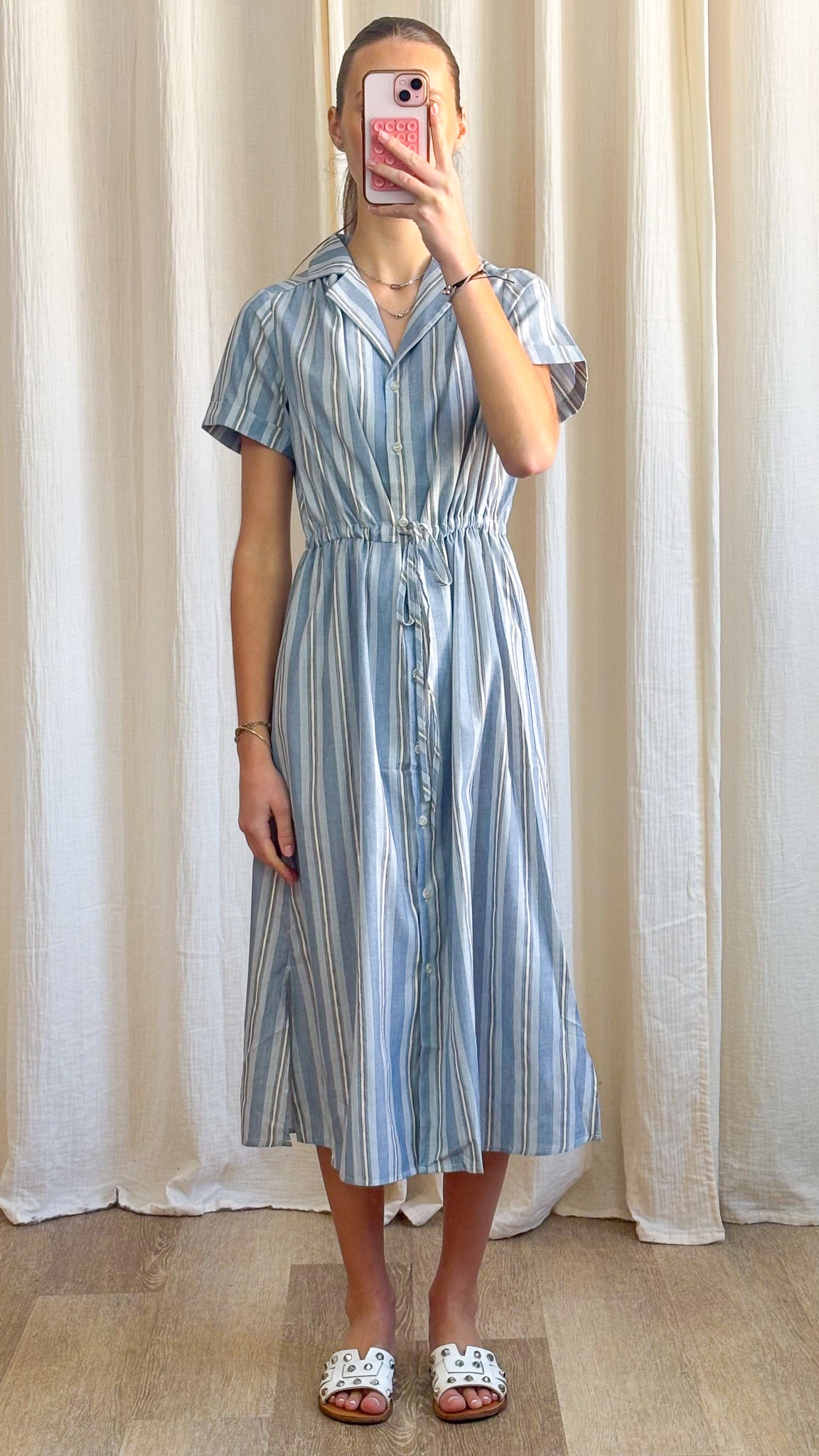 Robe Beatrix - Robe chemise rayée bleu et blanc