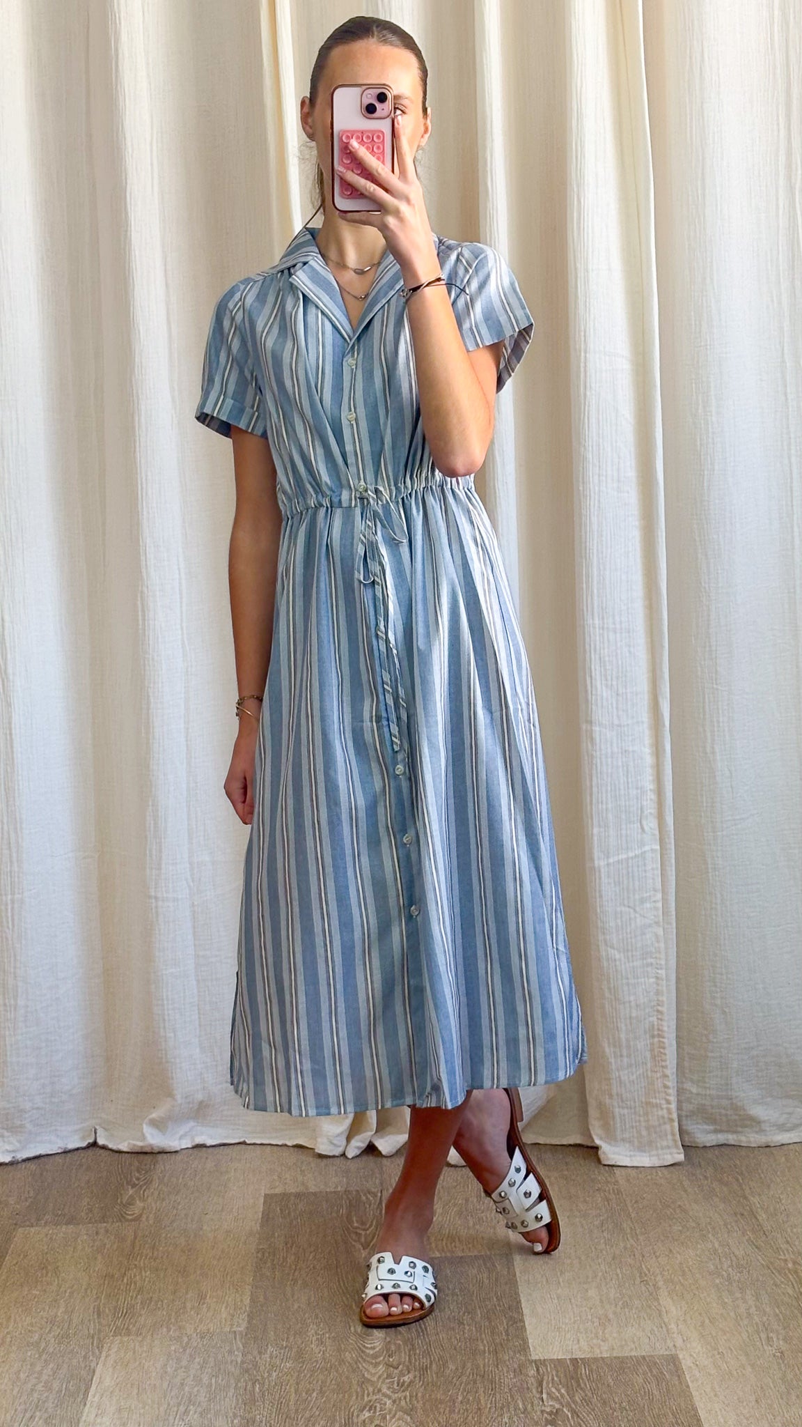 Robe Beatrix - Robe chemise rayée bleu et blanc