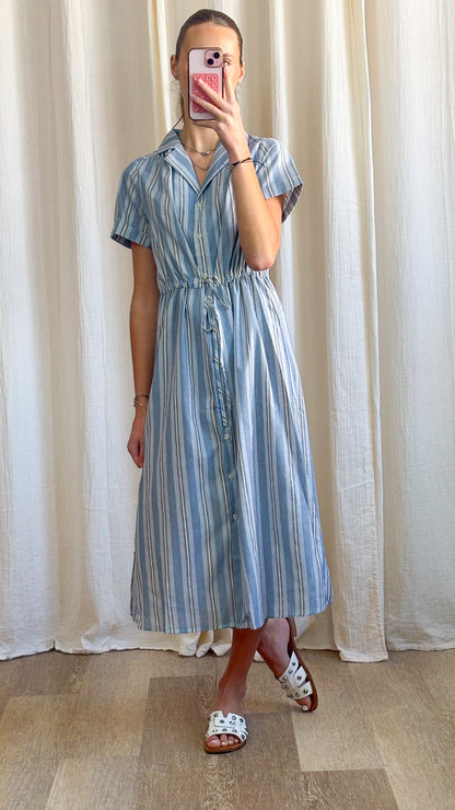 Robe Beatrix - Robe chemise rayée bleu et blanc