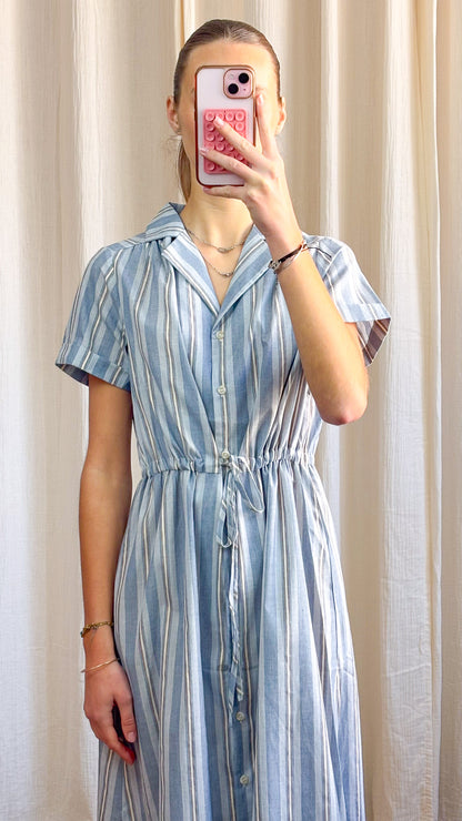 Robe Beatrix - Robe chemise rayée bleu et blanc