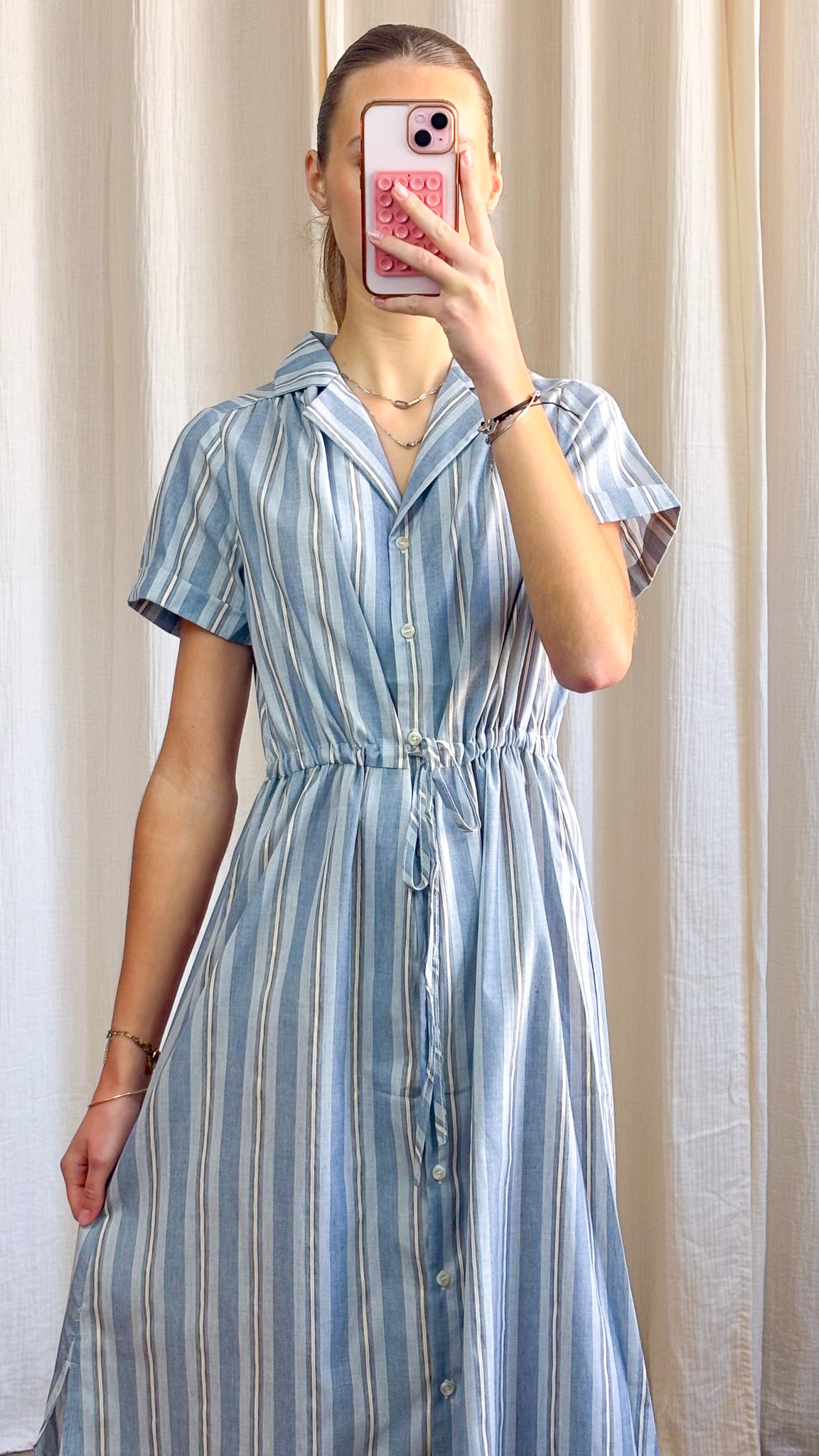 Robe Beatrix - Robe chemise rayée bleu et blanc