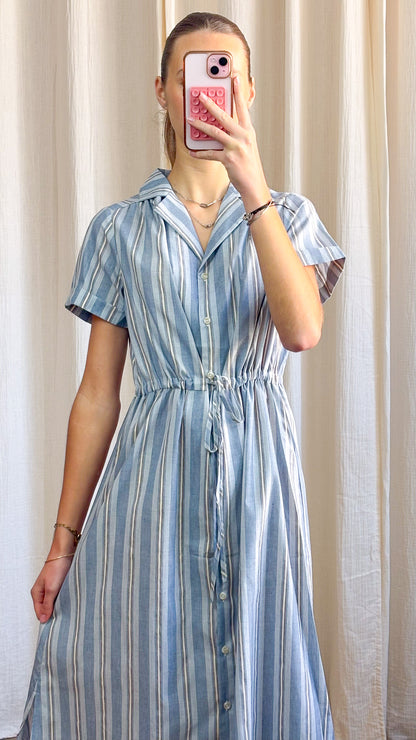 Robe Beatrix - Robe chemise rayée bleu et blanc
