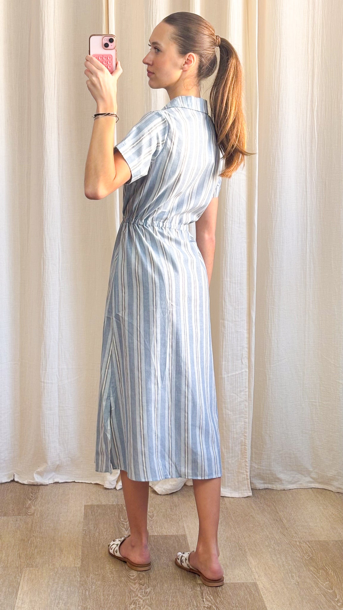 Robe Beatrix - Robe chemise rayée bleu et blanc
