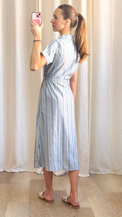 Robe Beatrix - Robe chemise rayée bleu et blanc