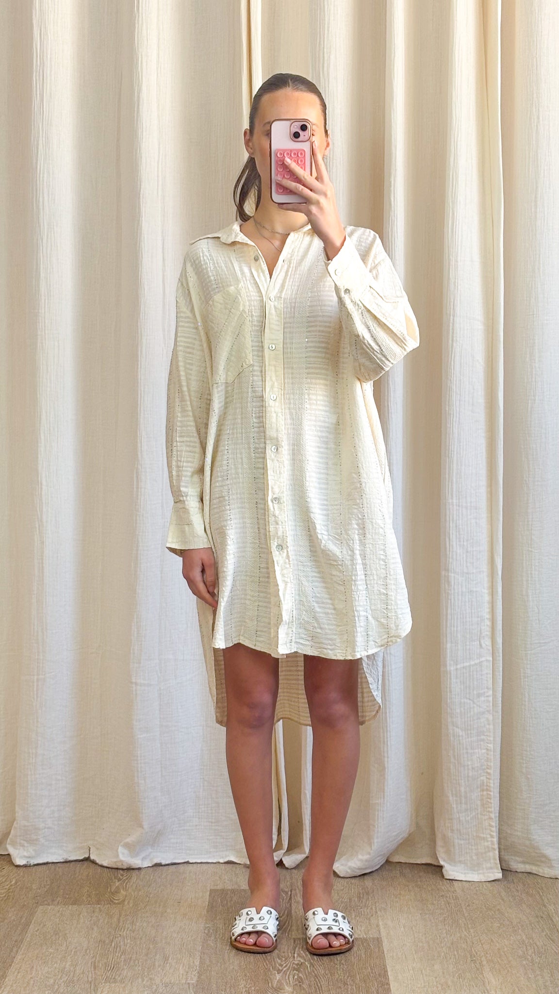 Robe Joëlle – Robe chemise en coton écrue